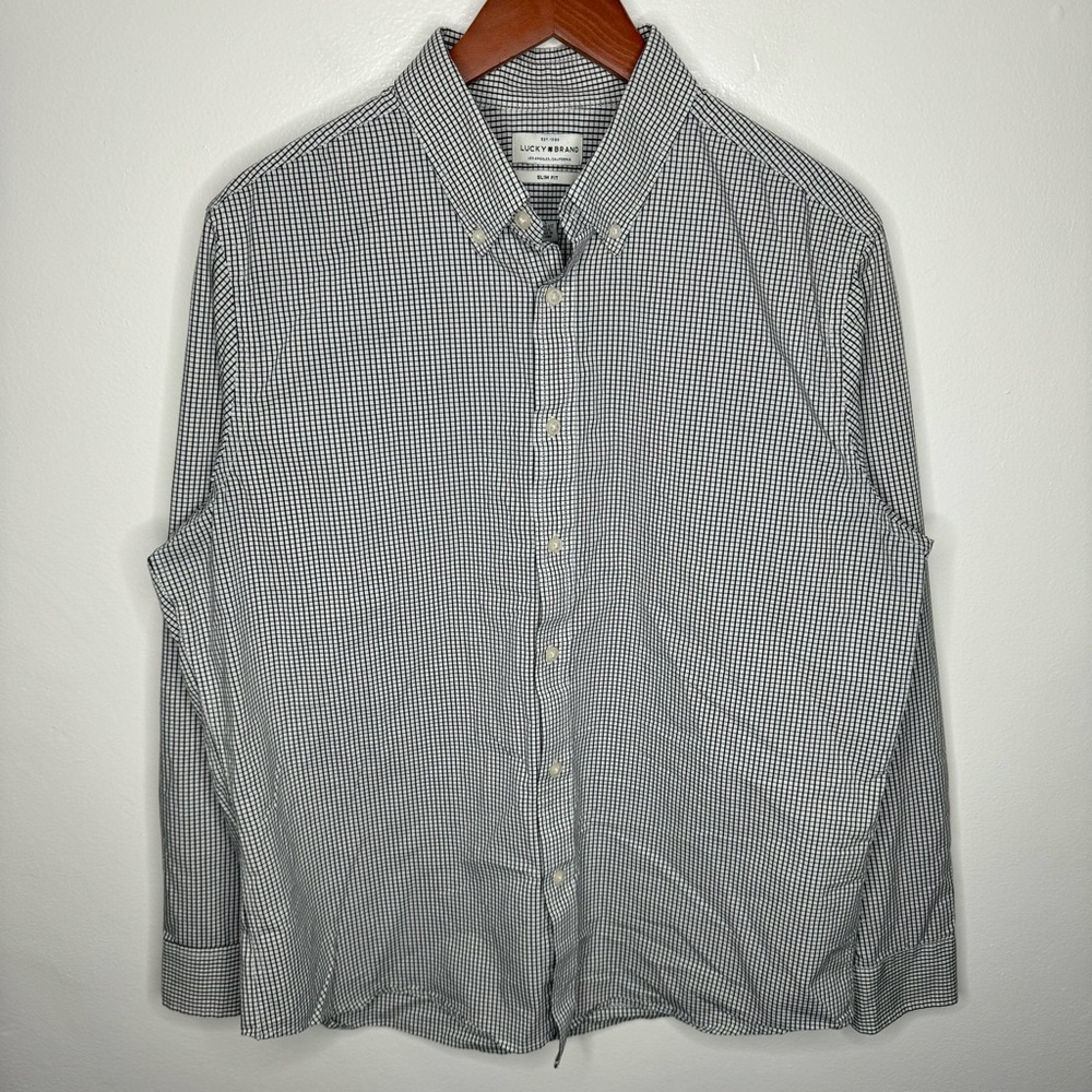 Lucky Brand Slim Fit Cotton Long Sleeve Button Down Shirt Size L